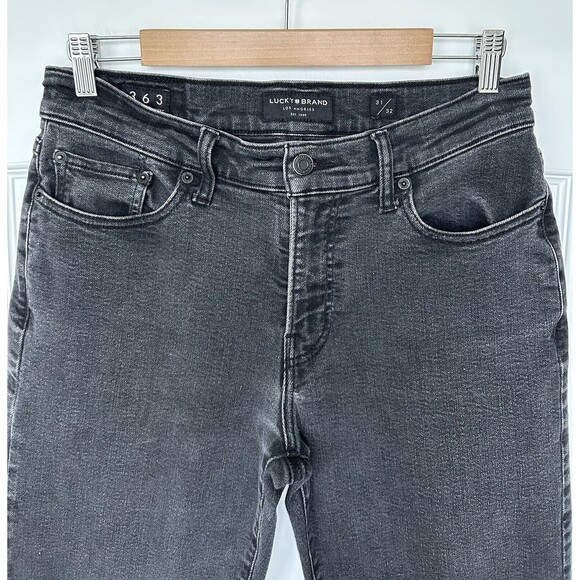 Lucky Brand 363 Vintage Straight Jeans Mens Actual Sz 31x29 Black Denim Stretch - Picture 3 of 13